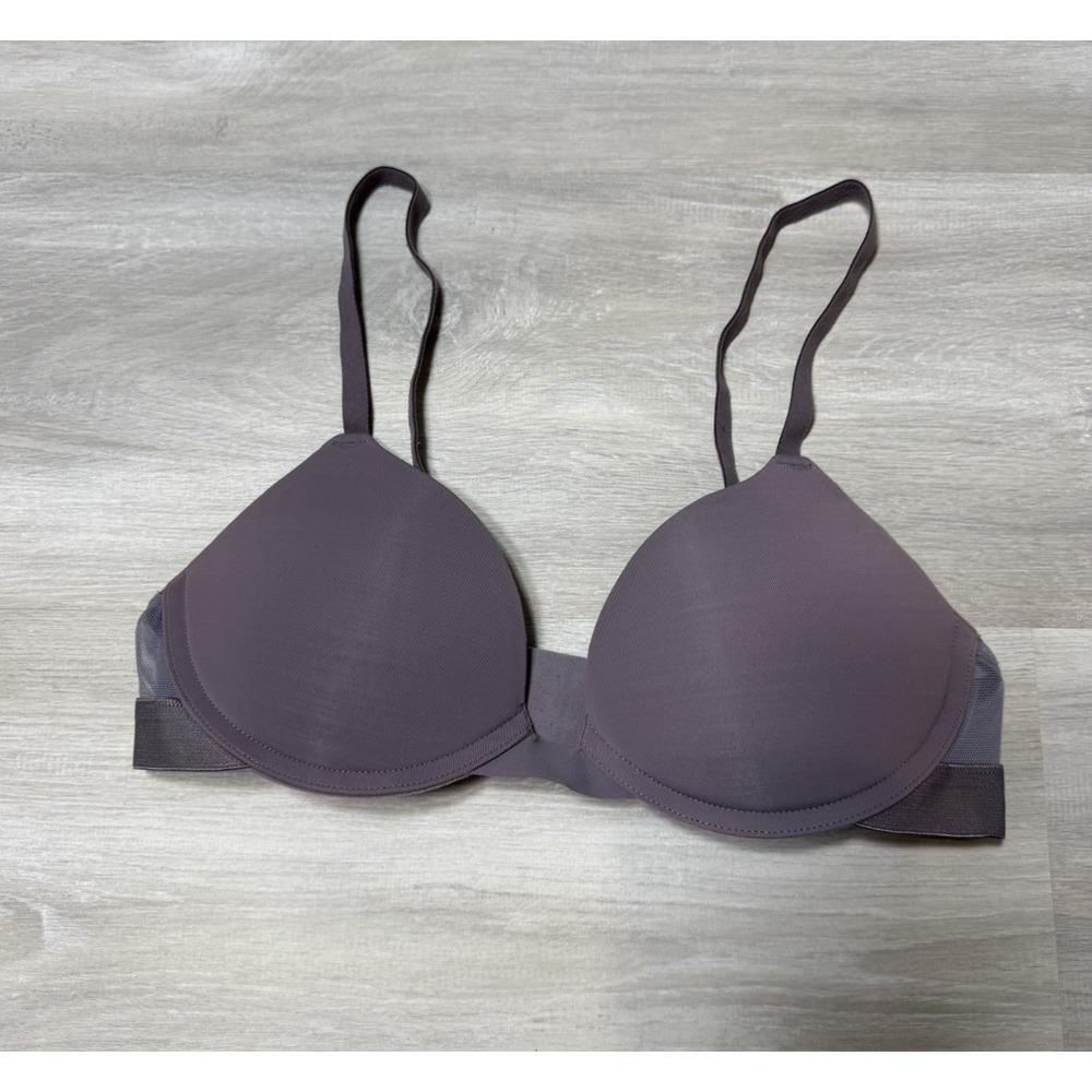 Pepper Women's 34A Purple Gray Mesh Underwire T-Shirt Bra Adjustable Straps